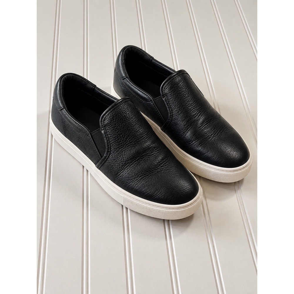 UGG Jass Slip On Sneaker Black Pebbled Leather Platform Shoes Womens 9